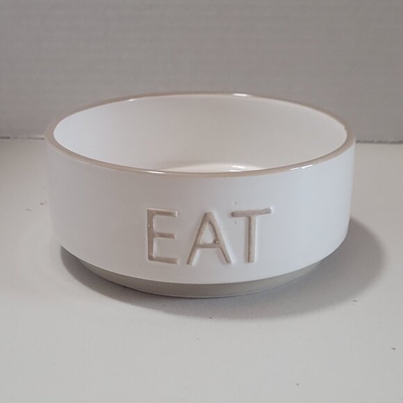 Pet Bowl TOP PAW "EAT" Ceramic 5" Sturdy Non-Skid Dog Cat Rabbit - Picture 1 of 8